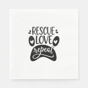 Guardanapo De Papel Camiseta de Pata de Cachorro Rescue Love Repeat