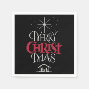 Guardanapo De Papel Camisola feia religiosa do Feliz Natal da malha da
