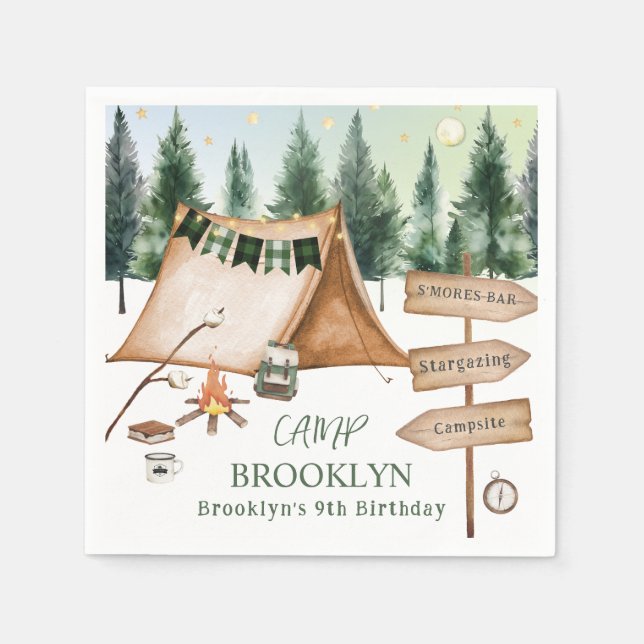 Guardanapo De Papel Campanha Bonfire Campfire S'mores Birthday ao ar l (Frente)
