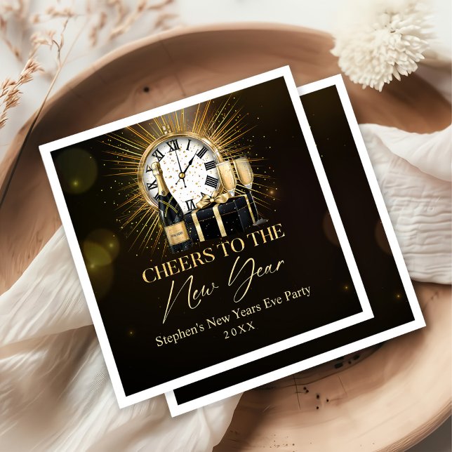 Guardanapo De Papel Campanha Dourada do Partido da Véspera de ano novo (Criador carregado)