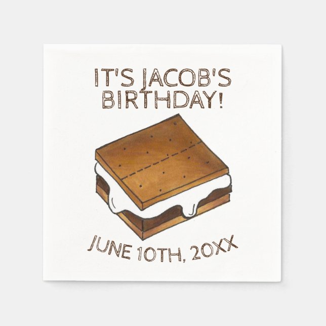 Guardanapo De Papel Campfire S'mores Marshmallow Festa de aniversário (Frente)