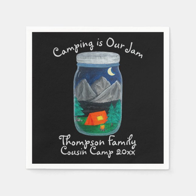 Guardanapo De Papel Camping is Our Jam Tent and Mountains in Jar (Frente)