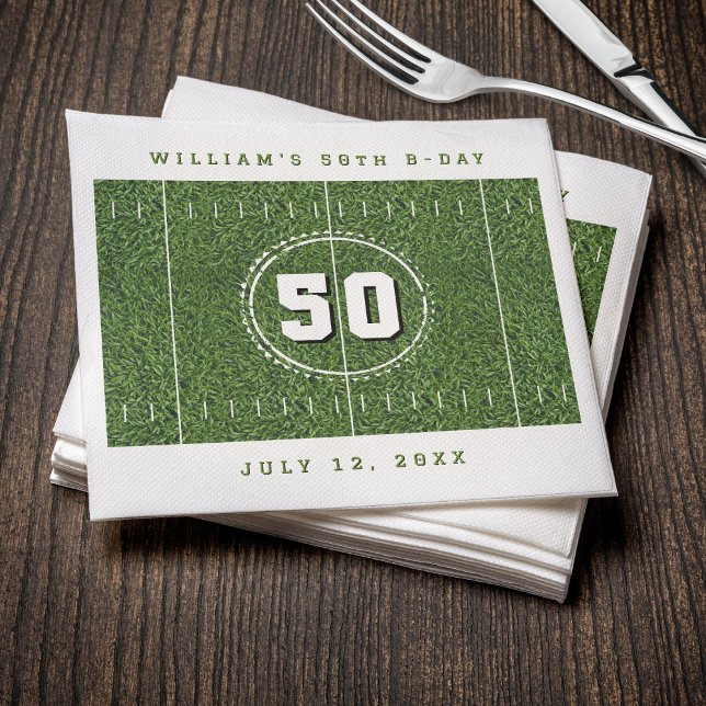 Guardanapo De Papel Campo de futebol 50ª Festa de aniversário linha de (Football Field 50th Birthday Party 50 Yard Line Napkins
)