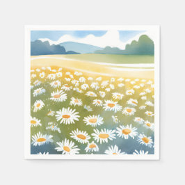 Guardanapo De Papel Campo de Margaridas | Pintura Floral de Prado de F