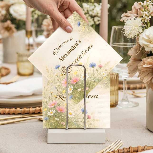 Guardanapo De Papel Campo Florido Golden Meadow Quinceañera (Criador carregado)