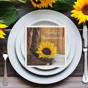 Guardanapo De Papel Campo Sunflower Western Quinceañera