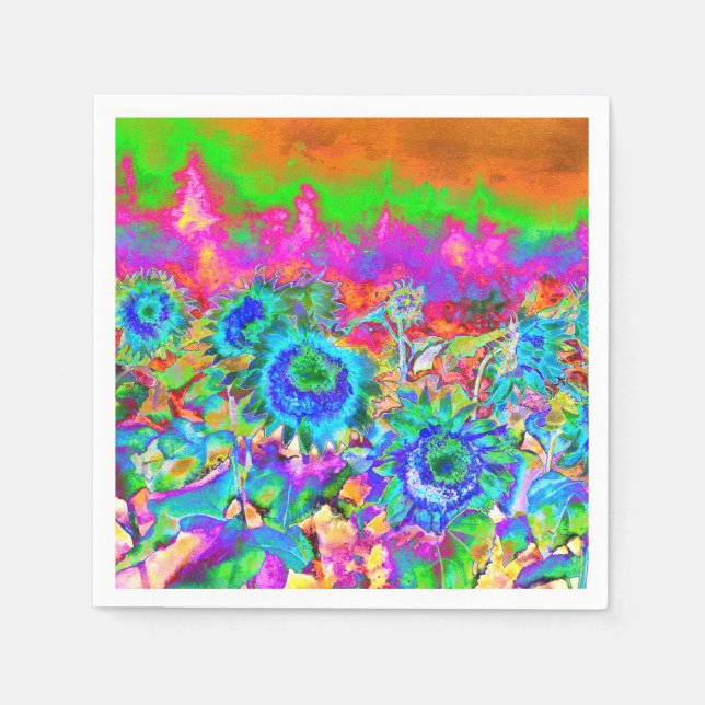 Guardanapo De Papel Campos de girassol - azul (Frente)