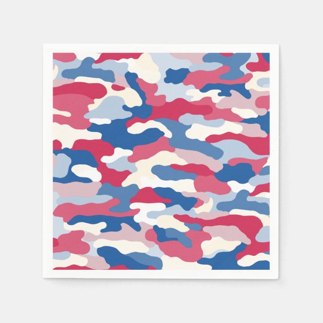 Guardanapo De Papel Camuflagem Azul e Branco Vermelho (Frente)