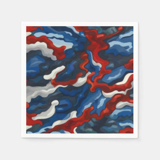 Guardanapo De Papel camuflagem azul vermelha