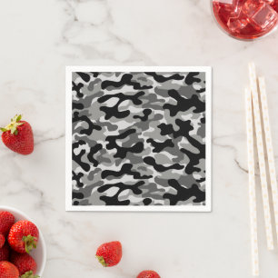 Guardanapo De Papel Camuflagem Preto Cinza e Branco