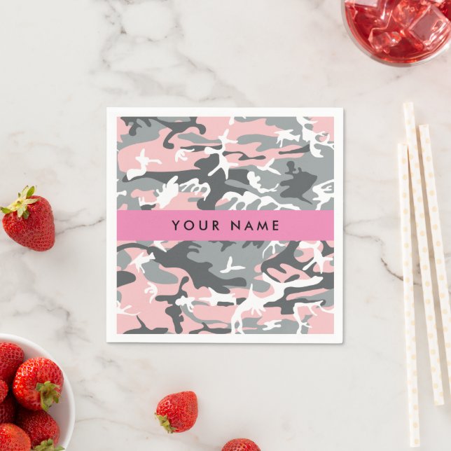 Guardanapo De Papel Camuflagem rosa e Cinza Seu nome Personaliza (Insitu)