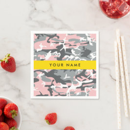 Guardanapo De Papel Camuflagem rosa e Cinza Seu nome Personaliza
