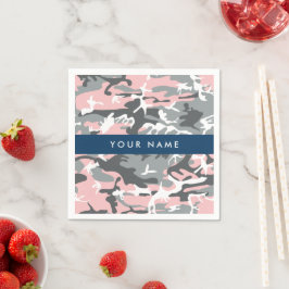 Guardanapo De Papel Camuflagem rosa e Cinza Seu nome Personaliza