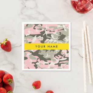 Guardanapo De Papel Camuflagem Rosa e Verde Personalize seu nome