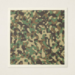 Guardanapo De Papel Camuflagem Verde Marrom Woodland. Camo