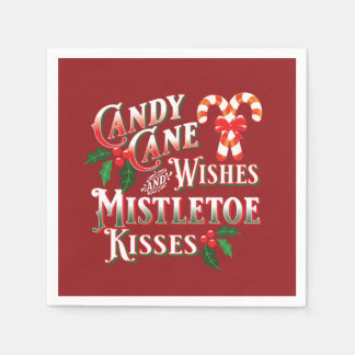 GUARDANAPO DE PAPEL CANA DE NATAL DESEJA PAPEL DE BEIJOS DE MISTLETOE