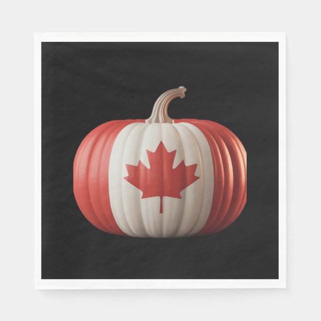Guardanapo De Papel Canadiano Flag Pumpkin Maple Leaf Thankplaying Ove (Frente)