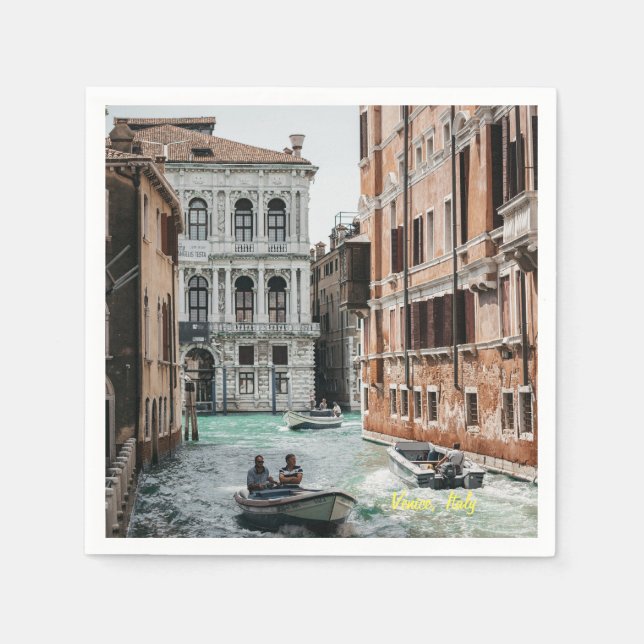 Guardanapo De Papel Canal de Venice Boat (Frente)