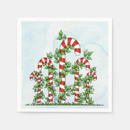 Guardanapo De Papel Canas de Candy e Vinhas de Natal