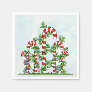 Guardanapo De Papel Canas de Candy e Vinhas de Natal