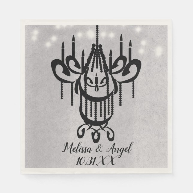 Guardanapo De Papel Candelabro e Luzes de Halloween Greystone Casament (Frente)