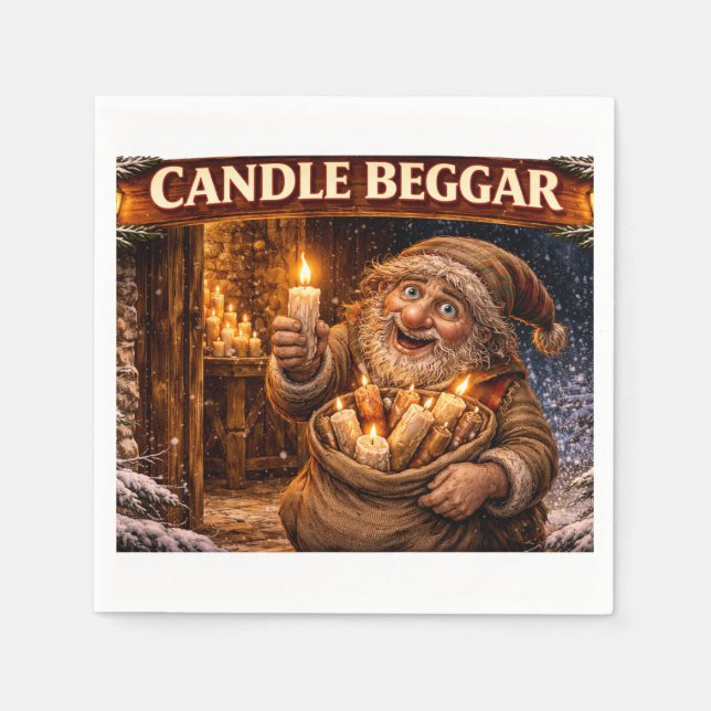 Guardanapo De Papel Candle Beggar Icelandic Yule Lad (Frente)