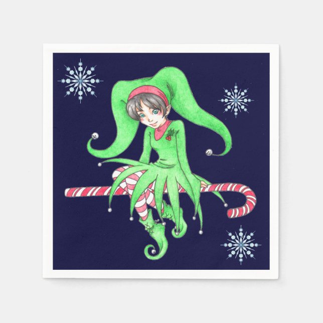 Guardanapo De Papel Candy Cane Elf Paper Napkins (Frente)