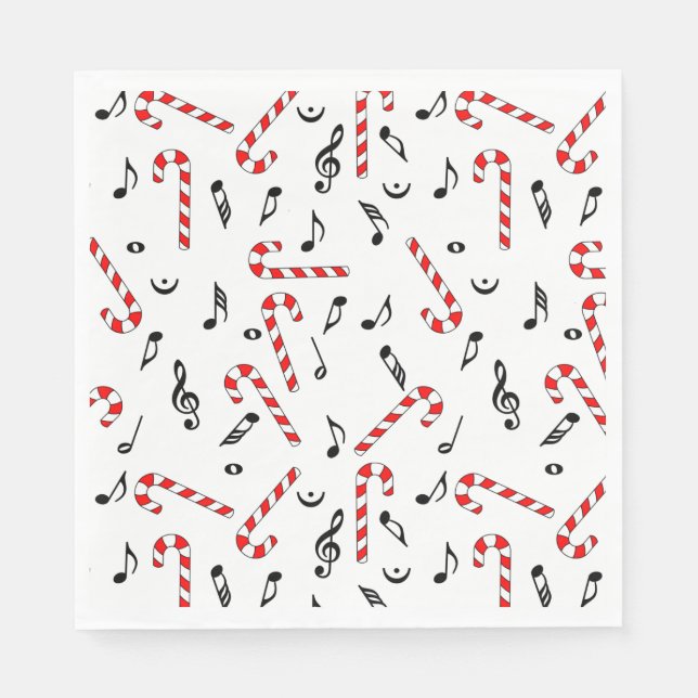 Guardanapo De Papel Candy Cane Music Notes (Frente)