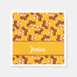 Guardanapo De Papel Candy cane wrapped with red bow pattern