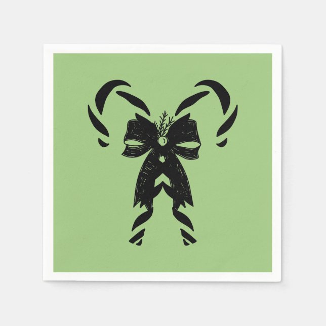 Guardanapo De Papel Candy Canes with Pine Needles & Bow (Frente)