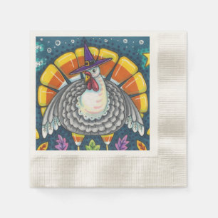 GUARDANAPO DE PAPEL CANDY CORN TURKEY, OBRIGADO A PÁSSARO DE ARTE FOLK