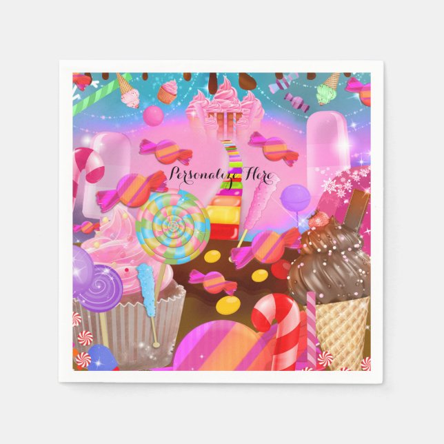 Guardanapo De Papel Candy Land Party Fantasy Birthday Personalizado (Frente)
