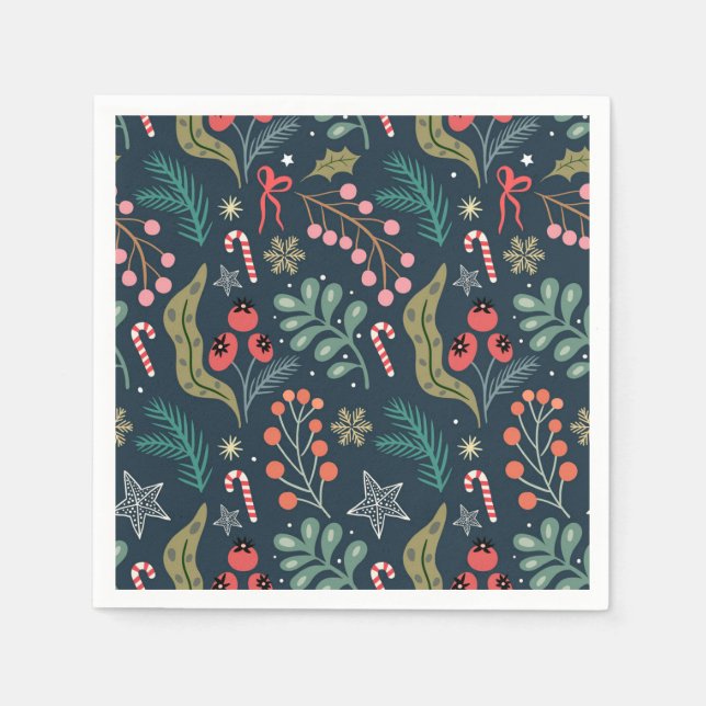 Guardanapo De Papel Cane Festivo de Doces e Holly Patterno (Frente)