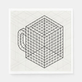 Guardanapo De Papel Caneca de Café Geométrica Arte de Grade Isométrica