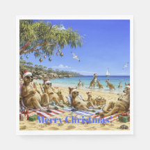 Canguru de Natal na Praia Piquenique Feliz Natal