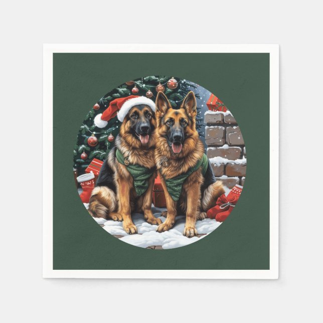 Guardanapo De Papel Caninos de German shepherd de Natal (Frente)