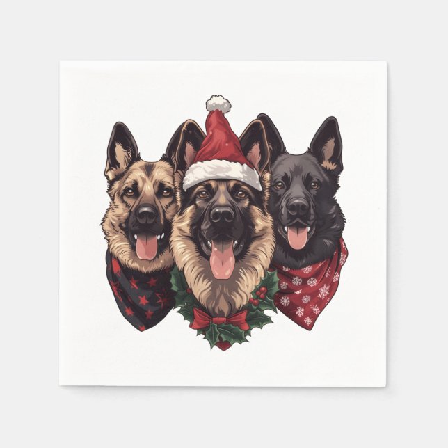 Guardanapo De Papel Caninos de German shepherd de Natal (Frente)