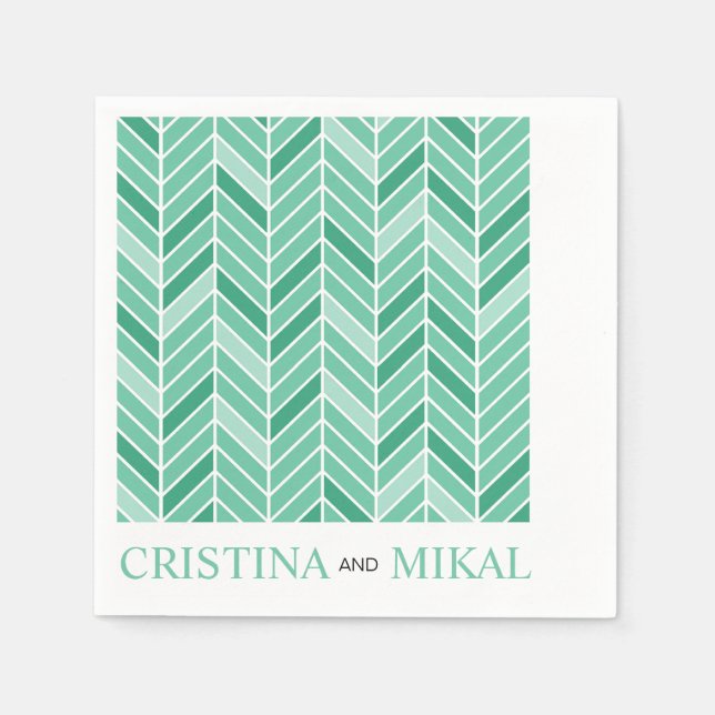 Guardanapo De Papel Cantilevered Chevron Cocktail | Verde menta (Frente)