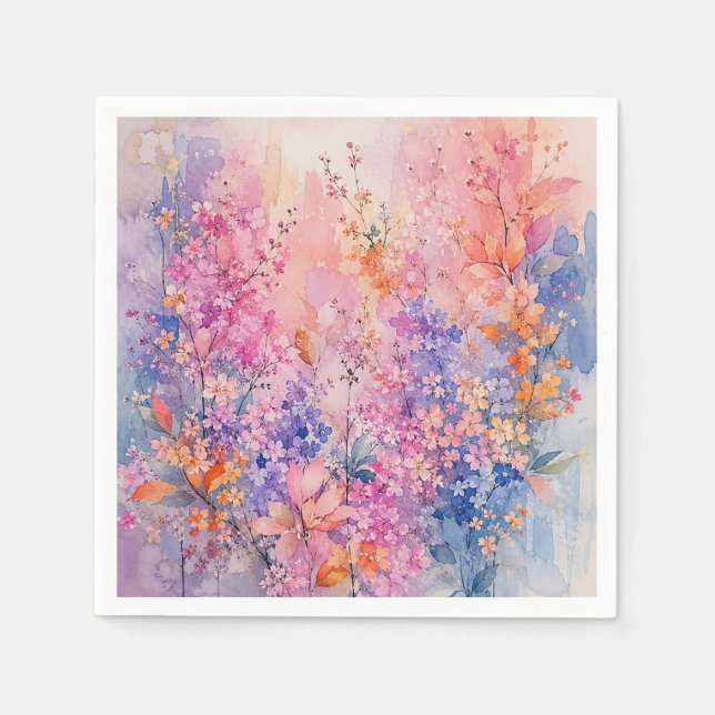 Guardanapo De Papel Canto de Pássaros Entre Flores (Frente)