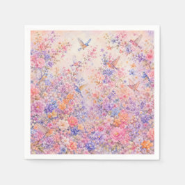 Guardanapo De Papel Canto de Pássaros Entre Flores