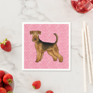 Guardanapo De Papel Cão Airedale Terrier Amor Com Padrão de Coração Ro