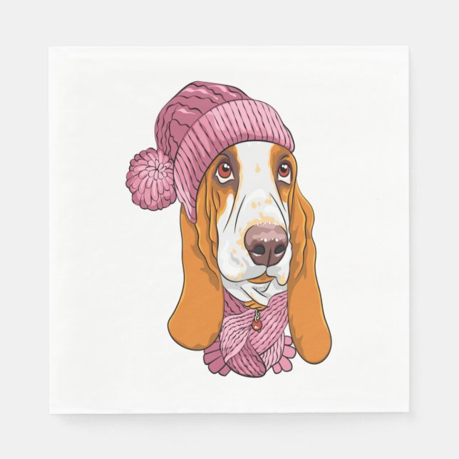 Guardanapo De Papel cão Basset Hound Raça de malha (Frente)