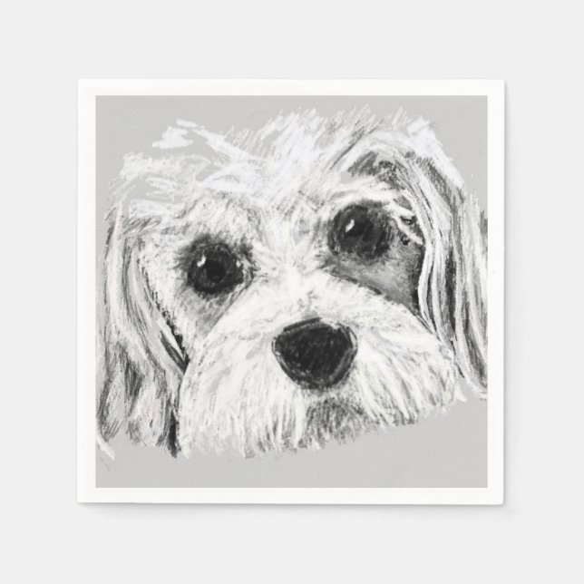 Guardanapo De Papel Cão Cavachon, desenho, fofo (Frente)