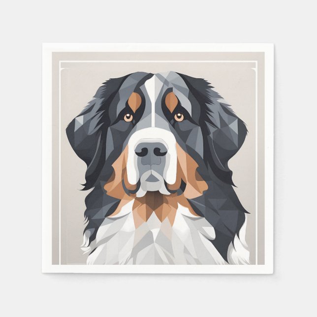 Guardanapo De Papel Cão da montanha Bernese em cinza (Frente)
