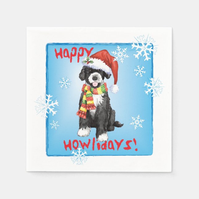 Guardanapo De Papel Cão de Água Português de Natal (Frente)