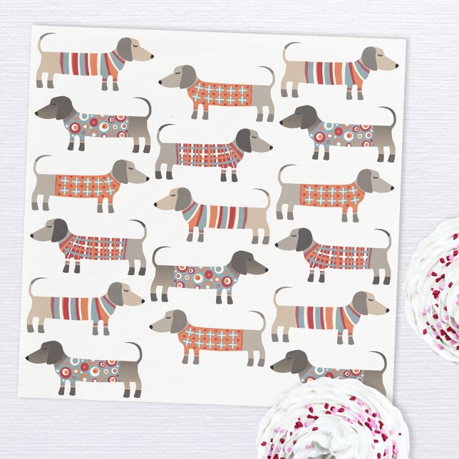 Guardanapo De Papel Cão de Enchimento (Fun Dachshund Wiener Sausage dog party paper napkins)