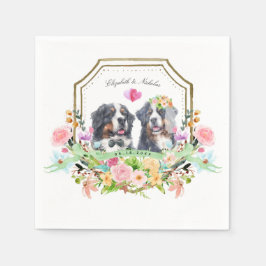 Guardanapo De Papel Cão de Montanha Bernês | Bodas com Brasão Floral D