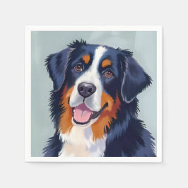 Guardanapo De Papel Cão de Montanha Bernês | Pintura em Aquarela