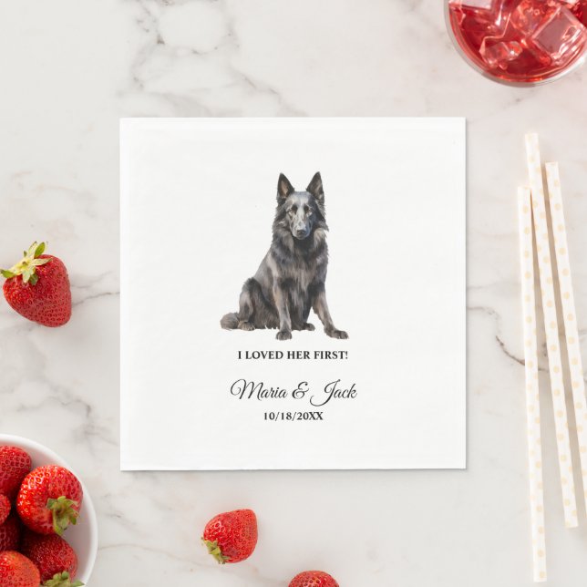 Guardanapo De Papel Cão de Pastor Belga Pet Coquetel Casamento  (Insitu)