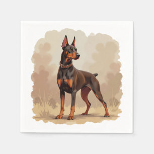 Guardanapo De Papel Cão Doberman Pinscher Marrom Ferrugem Vermelho